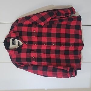 Red Head Mens Size L Sherpa lined Shirt Jacket Red Black Buffalo Checked